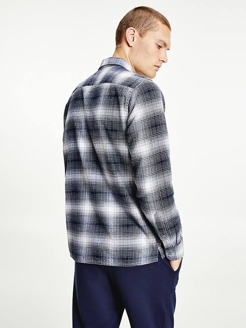 Tommy Hilfiger Slub Shadow Check Regular Fit Moški Srajce Črna | TH490LKJ