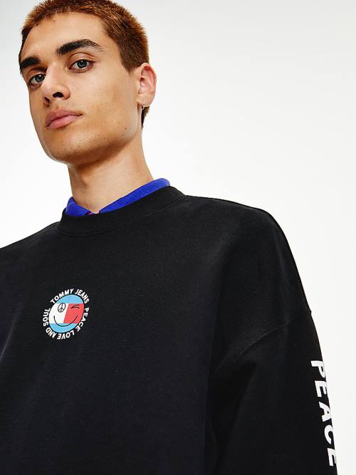 Tommy Hilfiger Smiley Peace Logo Moški Pulover Črna | TH123MZG