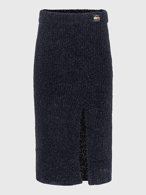 Tommy Hilfiger Sparkle Knit Side Slit Midi Ženske Krilo Črna | TH941UOF