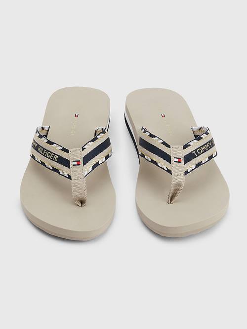 Tommy Hilfiger Sparkle Strap Logo Flip-Flops Ženske Sandali Bež | TH974PNV