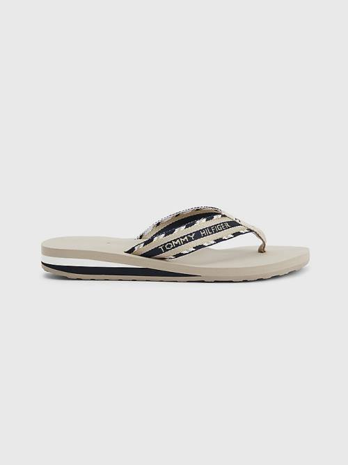 Tommy Hilfiger Sparkle Strap Logo Flip-Flops Ženske Sandali Bež | TH974PNV