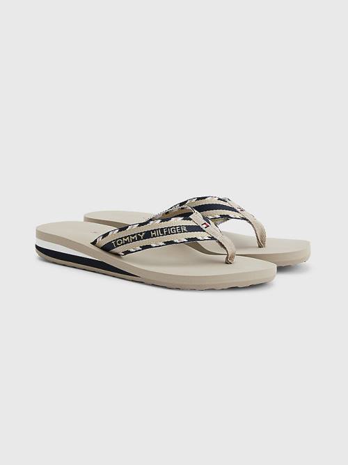 Tommy Hilfiger Sparkle Strap Logo Flip-Flops Ženske Sandali Bež | TH974PNV