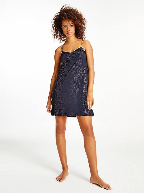 Tommy Hilfiger Sparkle Viscose Nightdress Ženske Pižama Modra | TH426QEV