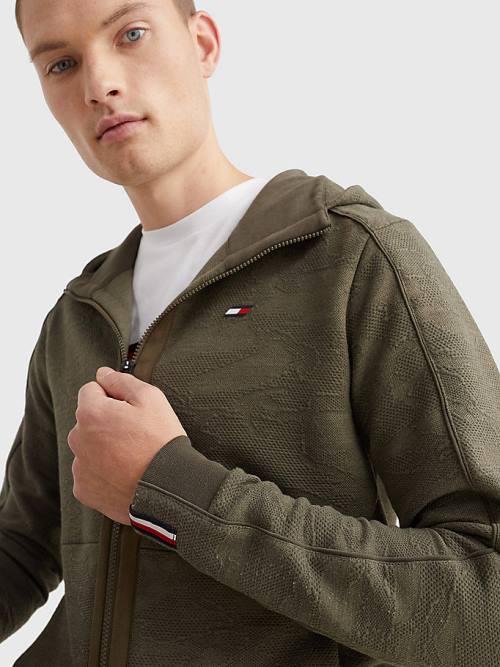 Tommy Hilfiger Sport Camo Zip-Thru Moški Pulover s kapuco Kaki | TH902VQE