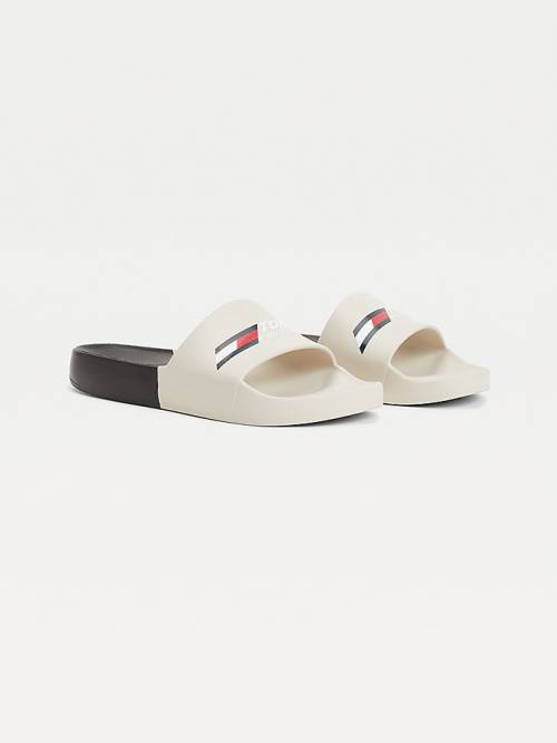 Tommy Hilfiger Sport Colour-Blocked Logo Pool Slides Ženske Sandali Bež | TH417PEZ