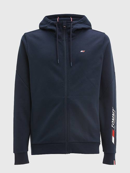 Tommy Hilfiger Sport Essential TH Cool Zip-Thru Moški Pulover s kapuco Modra | TH823RHZ