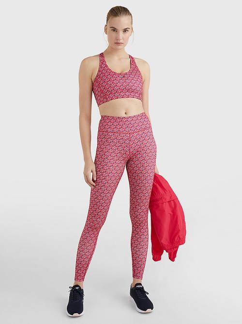 Tommy Hilfiger Sport Geometric Print Medium Support Bra Ženske Spodnje Perilo Rdeča | TH374IUH