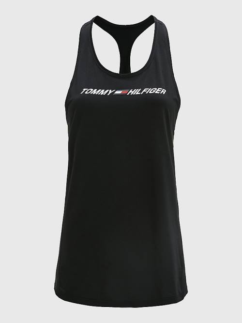 Tommy Hilfiger Sport Graphic Racerback Tank Top Ženske Majice Črna | TH714KYW