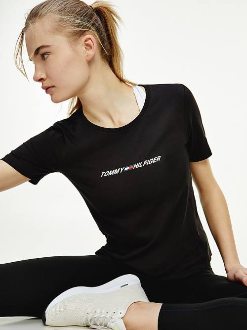 Tommy Hilfiger Sport Graphic Ženske Majice Črna | TH614DOA