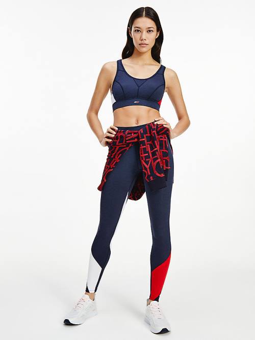 Tommy Hilfiger Sport High Support Colour-Blocked Bra Ženske Spodnje Perilo Modra | TH457DPW