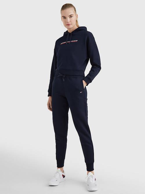 Tommy Hilfiger Sport Logo Relaxed Fit Ženske Pulover s kapuco Modra | TH143TBP