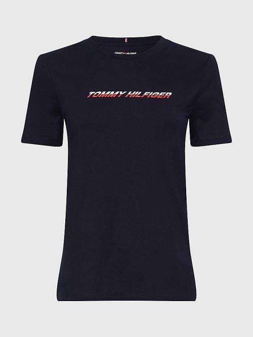 Tommy Hilfiger Sport Logo Ženske Majice Modra | TH674OYA