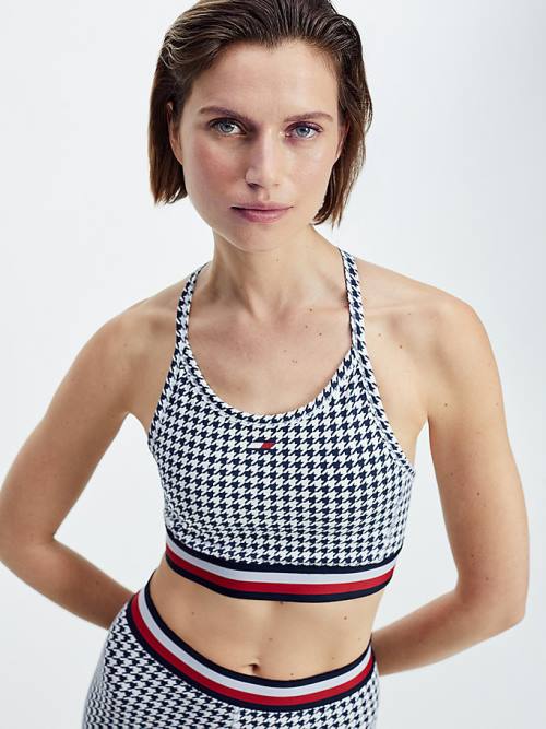 Tommy Hilfiger Sport Low Support Houndstooth Bra Ženske Spodnje Perilo Črna | TH173VYN