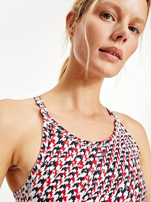 Tommy Hilfiger Sport Low Support Houndstooth Bra Ženske Spodnje Perilo Rdeča | TH358NIY