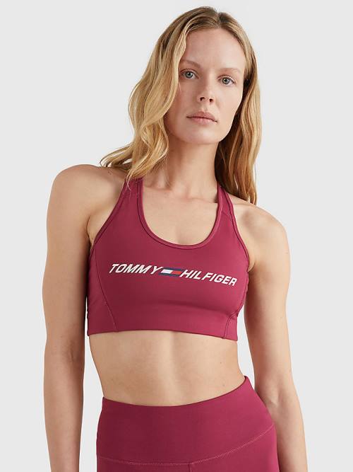 Tommy Hilfiger Sport Medium Support Logo Bra Ženske Spodnje Perilo Rdeča | TH726VTR