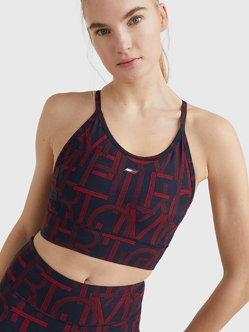 Tommy Hilfiger Sport Medium Support Print Bra Ženske Spodnje Perilo Modra | TH240SLR