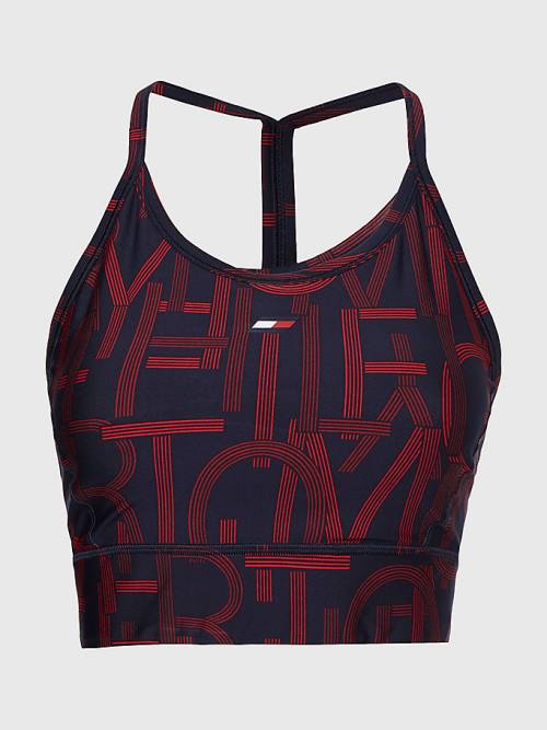 Tommy Hilfiger Sport Medium Support Print Bra Ženske Spodnje Perilo Modra | TH240SLR