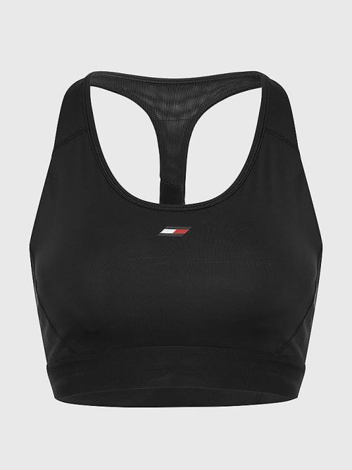 Tommy Hilfiger Sport Medium Support Racerback Bra Ženske Spodnje Perilo Črna | TH243VCO