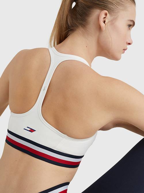 Tommy Hilfiger Sport Medium Support Tape Bra Ženske Spodnje Perilo Bela | TH047EJB