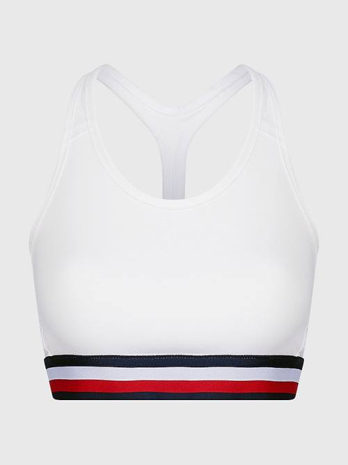 Tommy Hilfiger Sport Medium Support Tape Bra Ženske Spodnje Perilo Bela | TH047EJB