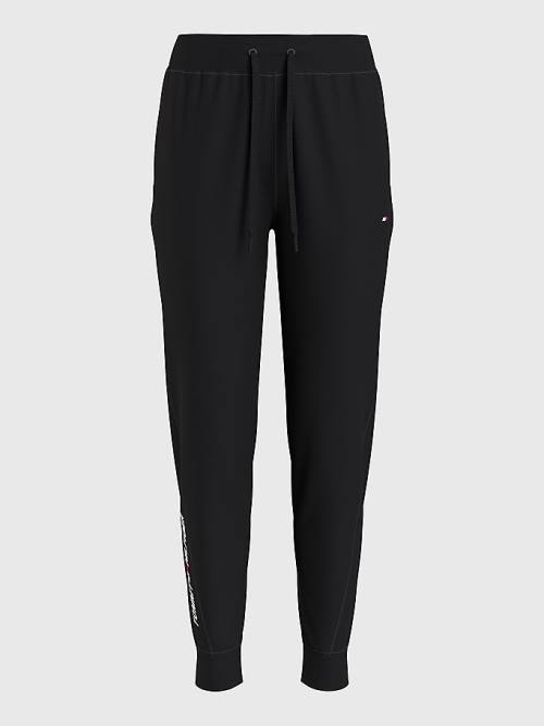 Tommy Hilfiger Sport Organic Cotton Joggers Ženske Hlače Črna | TH743IMG