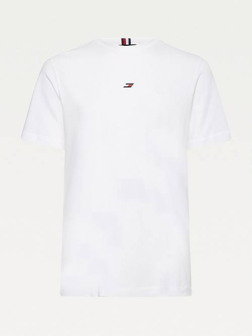 Tommy Hilfiger Sport Organic Cotton Motion Flag Moški Majice Bela | TH364WRX