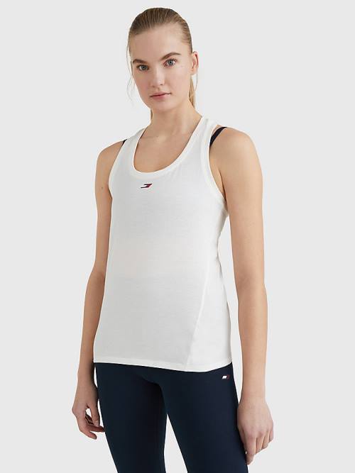 Tommy Hilfiger Sport Organic Cotton Tank Top Ženske Majice Bela | TH123CFU