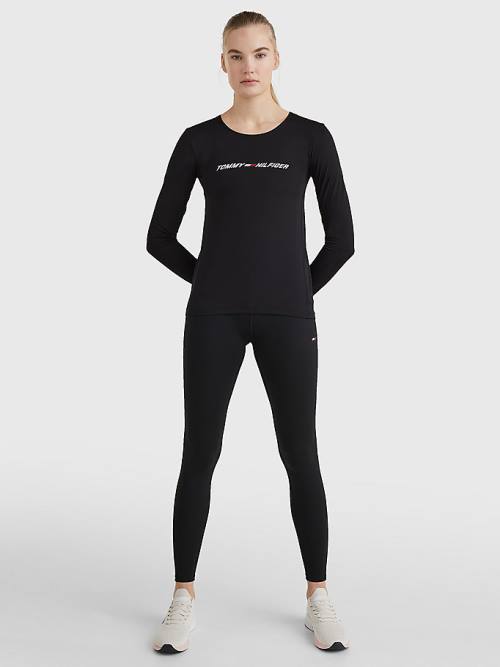 Tommy Hilfiger Sport Performance Graphic Long Sleeve Ženske Majice Črna | TH041QMI