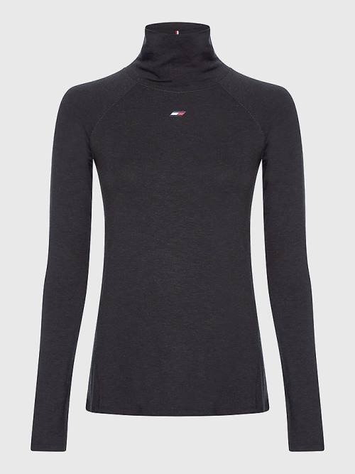 Tommy Hilfiger Sport Performance Merino Long Sleeve Ženske Majice Črna | TH176UWJ