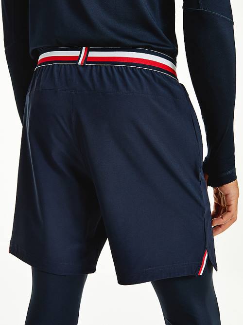 Tommy Hilfiger Sport Signature Tape Recycled Moški Kratke Hlače Modra | TH695KAI