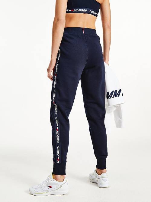 Tommy Hilfiger Sport Signature Tape Regular Fit Joggers Ženske Hlače Modra | TH045BMU