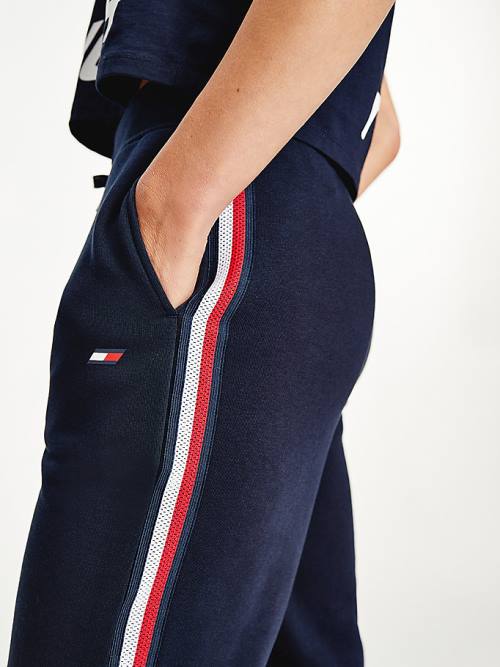 Tommy Hilfiger Sport Signature Tape Regular Fit Joggers Ženske Hlače Modra | TH503WOL