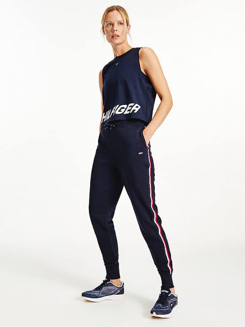 Tommy Hilfiger Sport Signature Tape Regular Fit Joggers Ženske Hlače Modra | TH503WOL