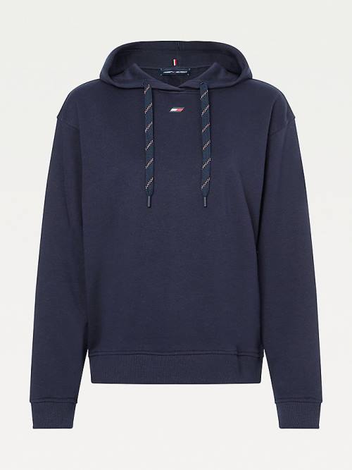 Tommy Hilfiger Sport Signature Tape Relaxed Fit Ženske Pulover s kapuco Modra | TH801BSL