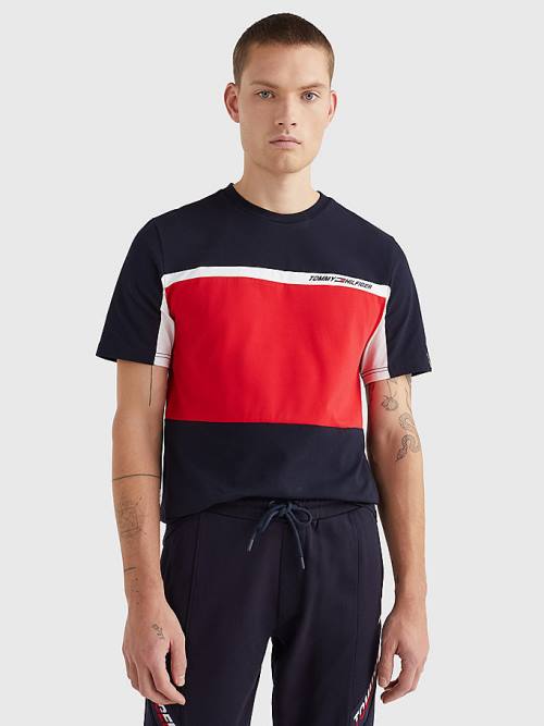 Tommy Hilfiger Sport TH Cool Colour-Blocked Moški Majice Modra | TH429PHC