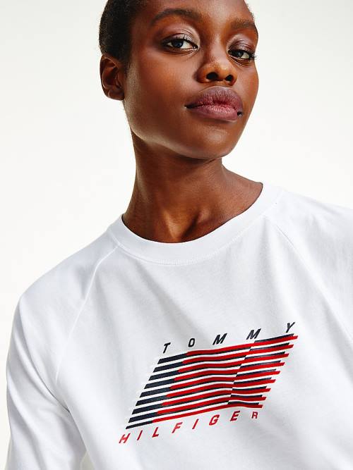 Tommy Hilfiger Sport TH Cool Organic Cotton Ženske Majice Bela | TH106VQR