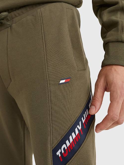 Tommy Hilfiger Sport TH Cool Tape Joggers Moški Hlače Kaki | TH650JZE