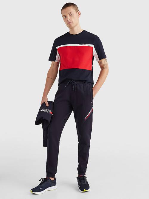 Tommy Hilfiger Sport TH Cool Tape Joggers Moški Hlače Modra | TH815WCL