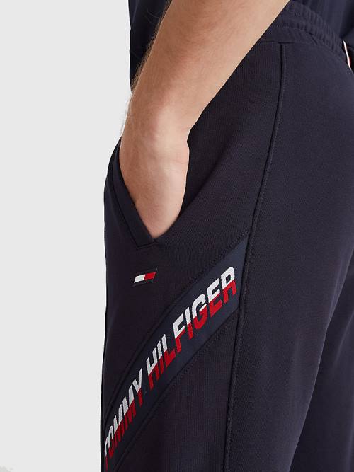 Tommy Hilfiger Sport TH Cool Tape Joggers Moški Hlače Modra | TH815WCL