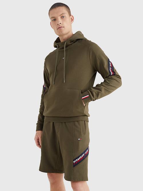 Tommy Hilfiger Sport TH Cool Tape Moški Pulover s kapuco Kaki | TH596RJV