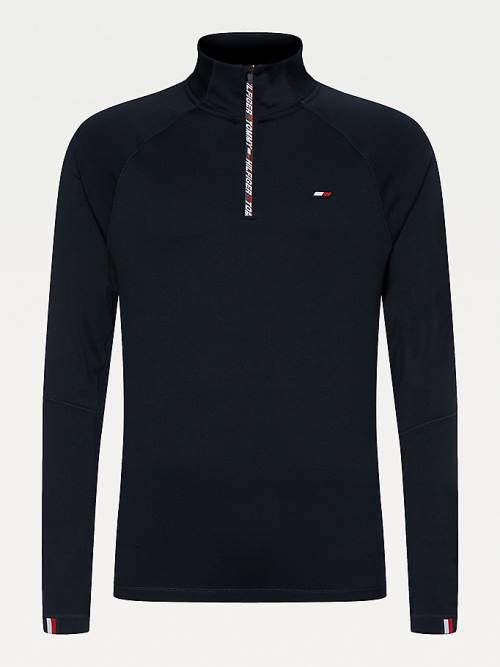 Tommy Hilfiger Sport Tape Half-Zip Long Sleeve Moški Majice Modra | TH982BIK