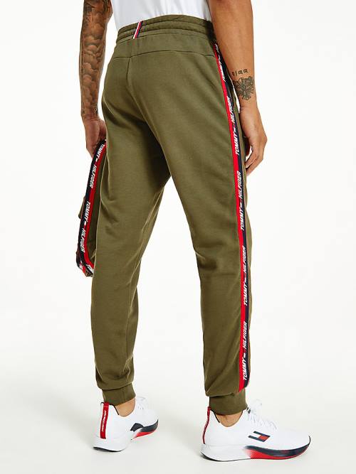 Tommy Hilfiger Sport Tape Joggers Moški Hlače Kaki | TH018DGS