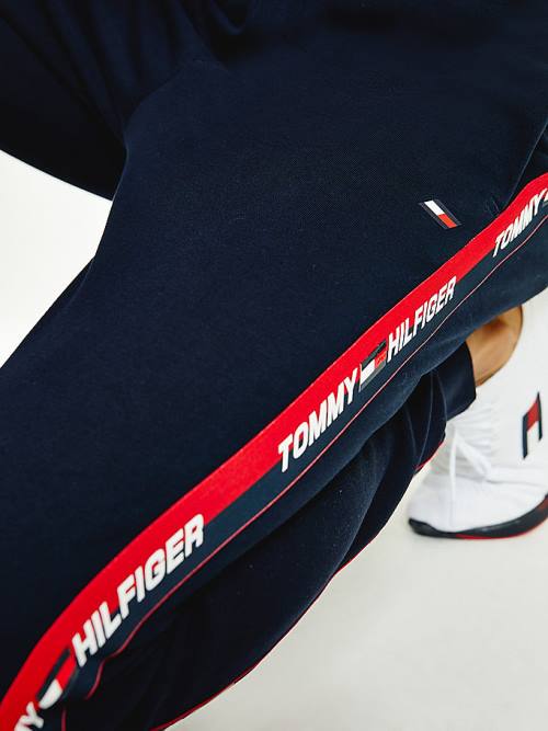 Tommy Hilfiger Sport Tape Joggers Moški Hlače Modra | TH056WTO