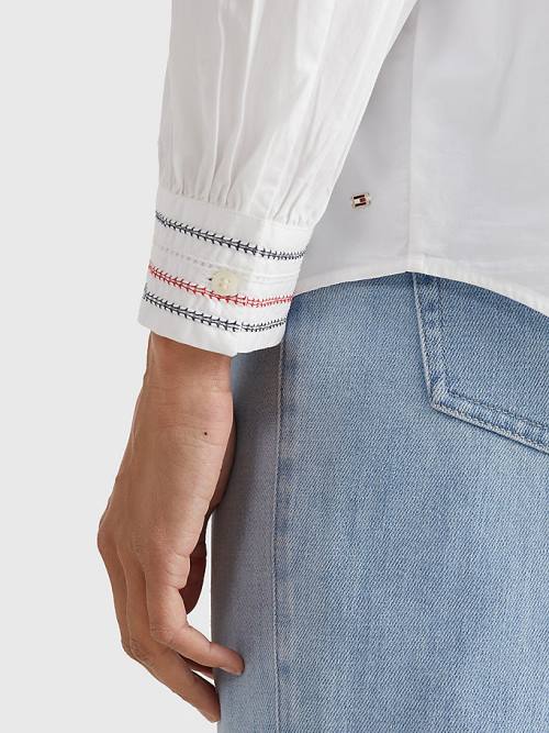 Tommy Hilfiger Stitched Stripe Relaxed Fit Ženske Bluza Bela | TH246CXK