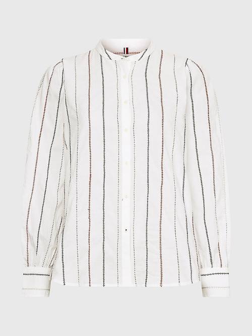 Tommy Hilfiger Stitched Stripe Relaxed Fit Ženske Bluza Bela | TH328PKV