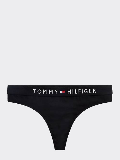 Tommy Hilfiger Stretch Cotton Thong Ženske Spodnje Perilo Črna | TH129TWJ