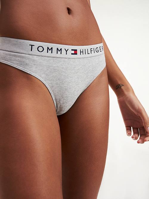 Tommy Hilfiger Stretch Cotton Thong Ženske Spodnje Perilo Siva | TH412DRK