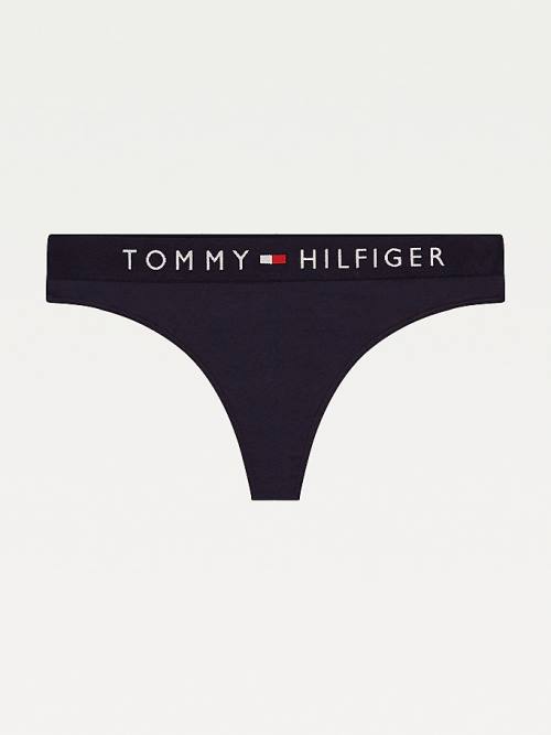 Tommy Hilfiger Stretch Cotton Thong Ženske Spodnje Perilo Modra | TH876VTK