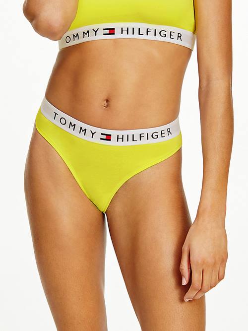 Tommy Hilfiger Stretch Cotton Thong Ženske Spodnje Perilo Rumena | TH983NQO