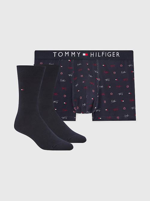 Tommy Hilfiger Stretch Cotton Trunks And Socks Set Moški Spodnje Perilo Rjav | TH569XTW